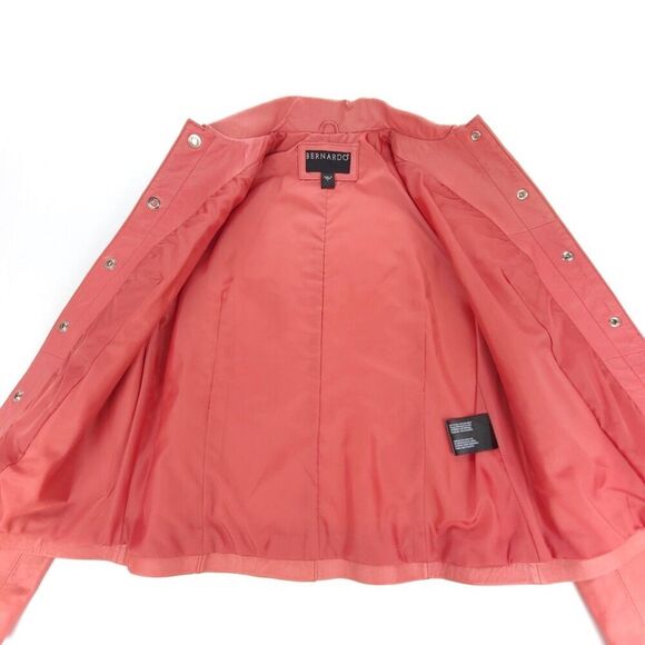 BERNARDO Vintage 90s Button Down Leather Jacket Western Horse Girl Coral Pink - Picture 6 of 8